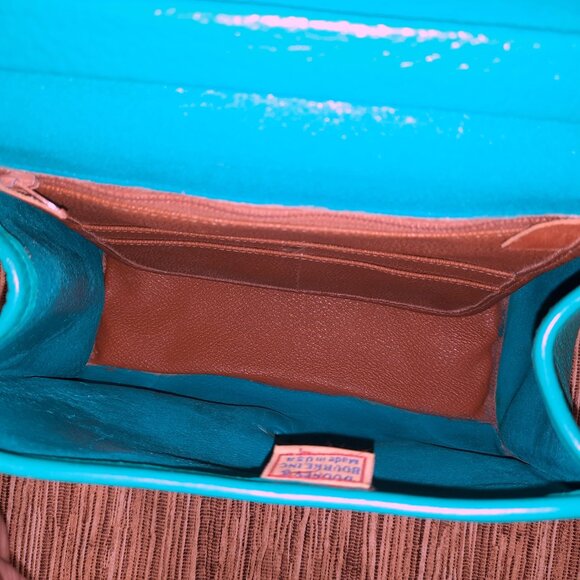 Dooney & Bourke Blue Carpet Bag Hand Painted Turquoise Crossbody Bag Vintage - Picture 12 of 16